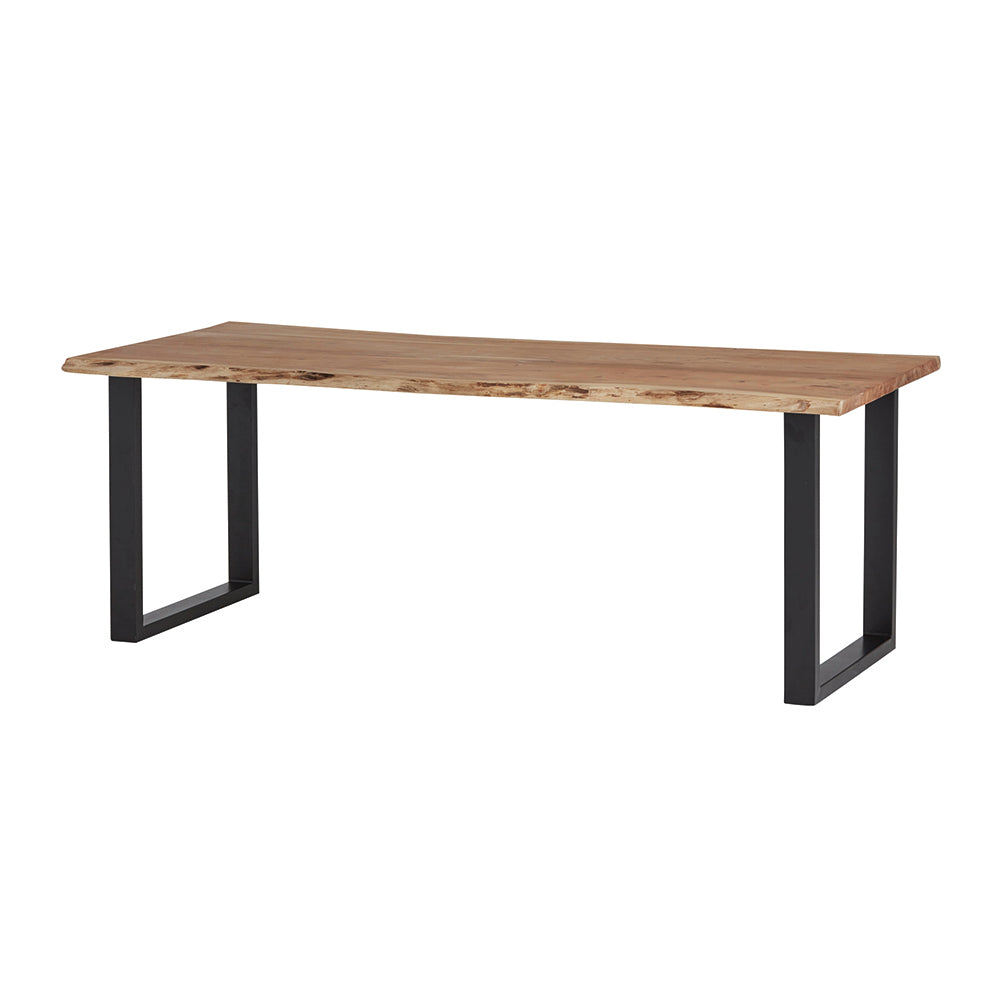 Nancy's Covide Dining room table - Dining table - Kitchen table - Natural / Black - Acacia wood / Steel - 210 x 100 x 77 cm