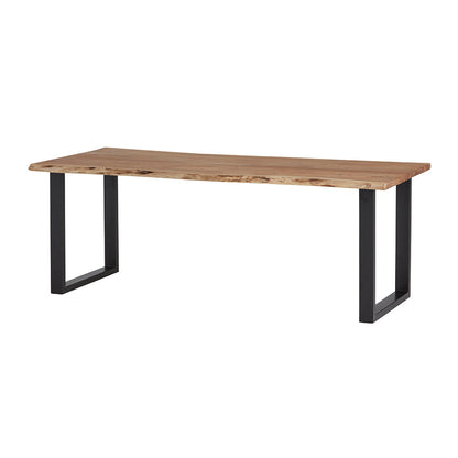 Nancy's Brufe Dining room table - Dining table - Kitchen table - Natural / Black - Acacia wood / Steel - 240 x 100 x 77 cm