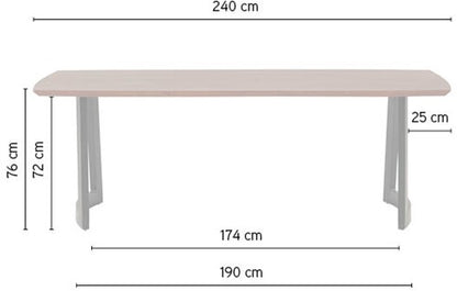 Nancy's Ciboes Eetkamertafel - Eettafel - Keukentafel - Donker Walnoot / Zwart - Mangohout / Staal - 240 x 100 x 78 cm