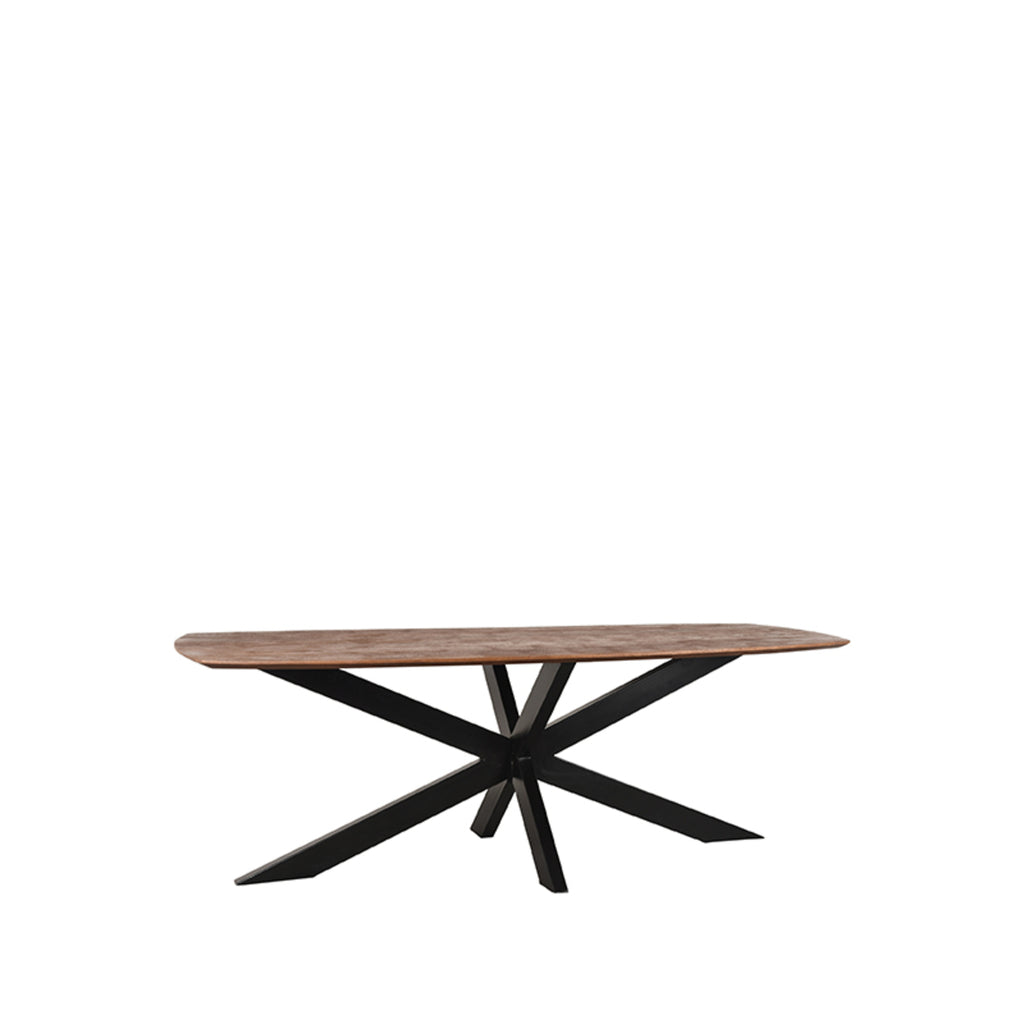 LABEL51 Eettafel Zane - Espresso Mangohout | Zwart Metaal - 160x100x76 cm