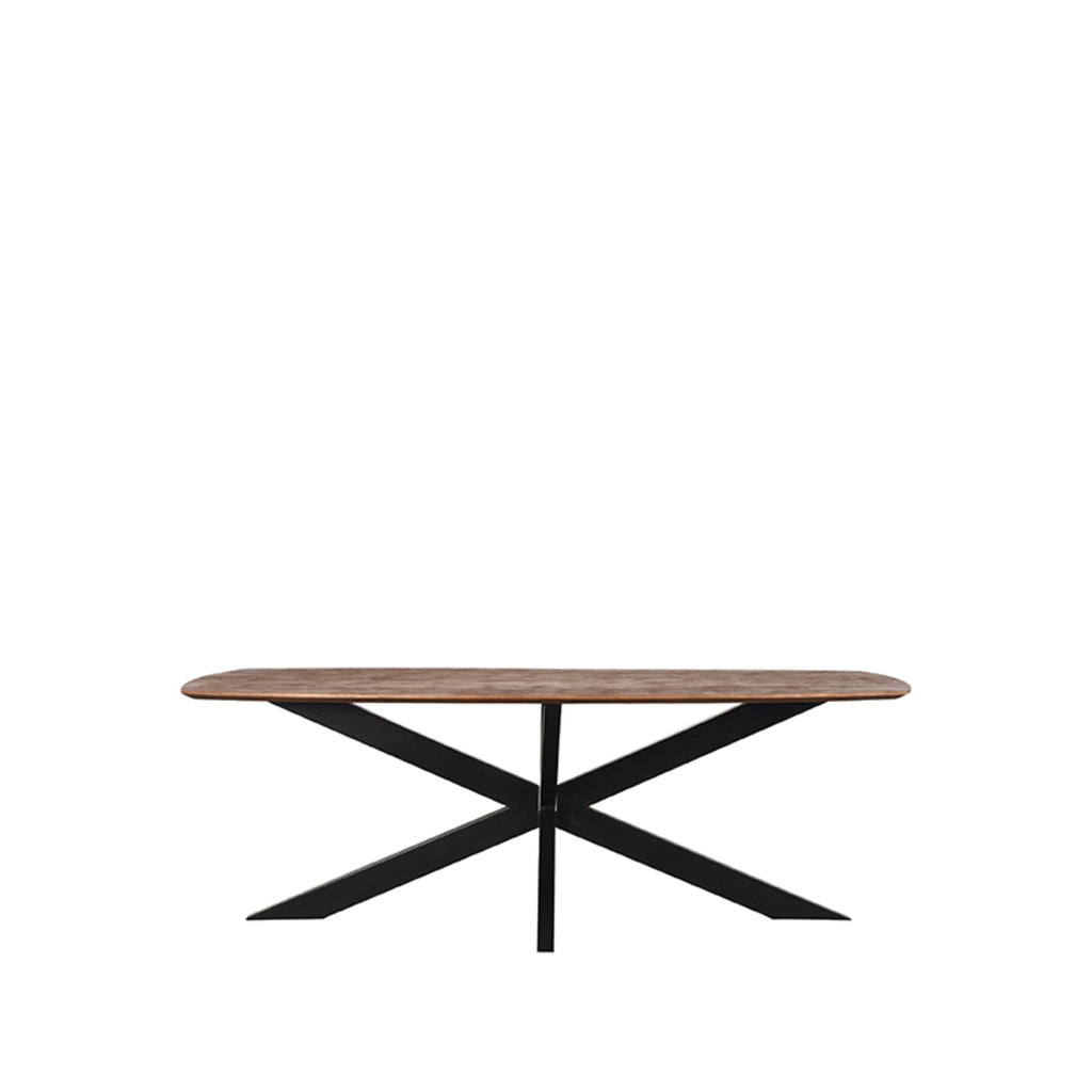 LABEL51 Eettafel Zane - Espresso Mangohout | Zwart Metaal - 160x100x76 cm