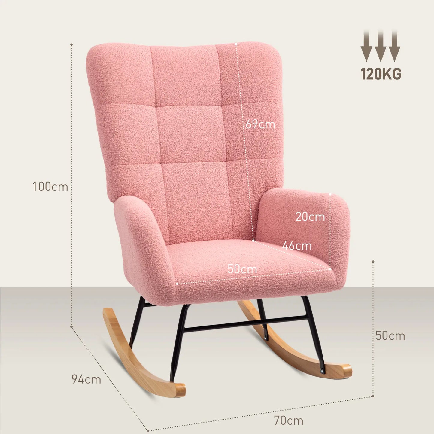 Nancy's Anais Schommelstoel - Loungestoel - Relaxstoel - Roze - Teddystof