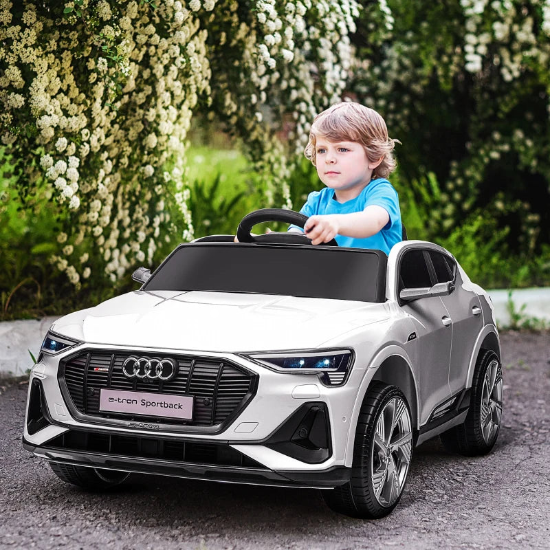 Nancy's Sjoerd Elektrische Kinderauto - Elektrische Auto - Audi E-tron voor Kinderen - Muziek / Licht - Wit / Zwart