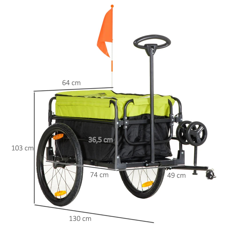 Nancy's Bordano Fietskar - Fietsaanhangwagen - Transportaanhangwagen - Handkar - Zwart / Geel - ± 130 x 65 x 64-103 cm