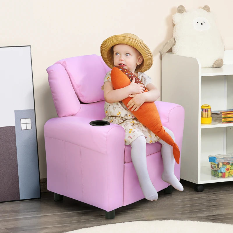 Nancy's Rosa Kinderstoel - Kinderfauteuil - Verstelbare Rugleuning - Roze - Kunstleer