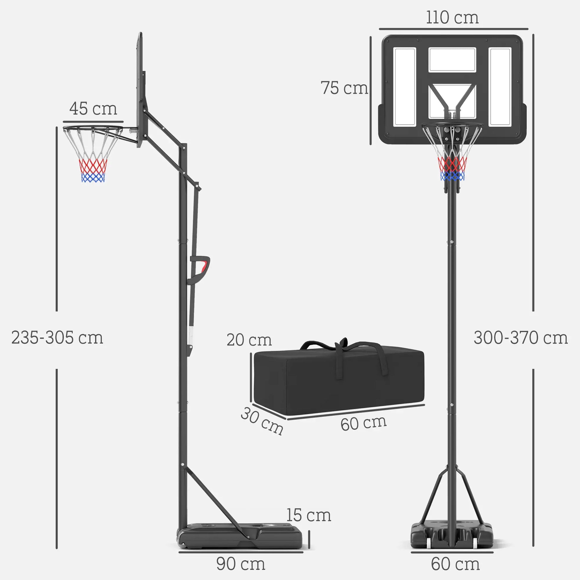 Nancy's Melcoes Basketbalstandaard - Draagbare Basket - Basketbalring - Opvouwbaar