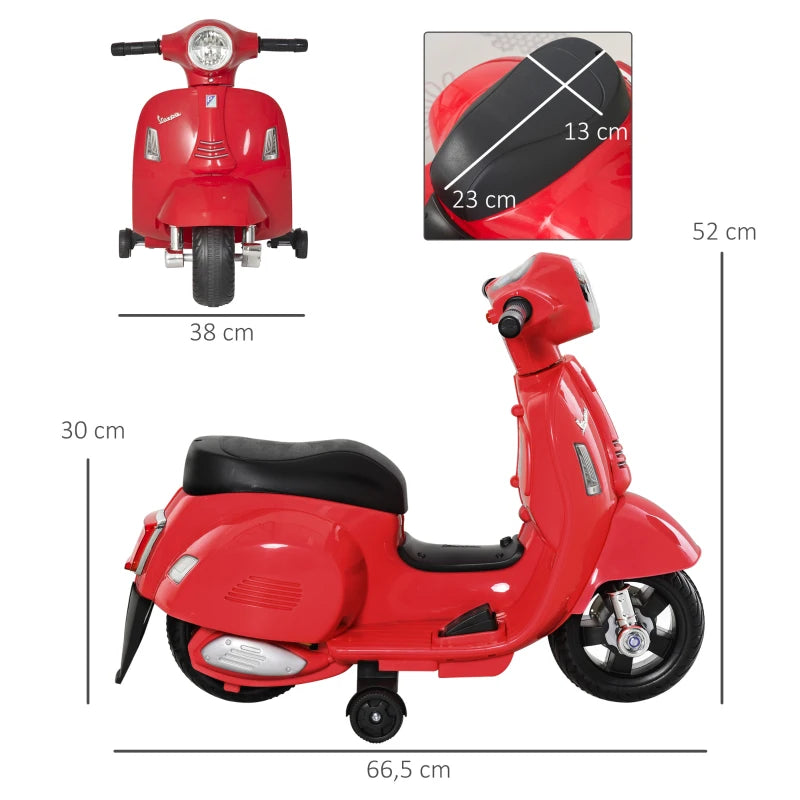 Nancy's Fleur Elektrische Kinderscooter - Vespa voor Kinderen - Kindermotor - Licht / Claxon - Rood