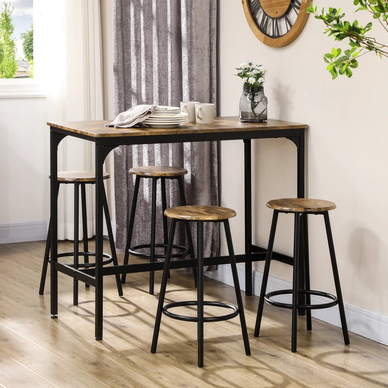 Nancy's Albignasego Bar Table Set - 5-Piece Bar Set - Brown / Black