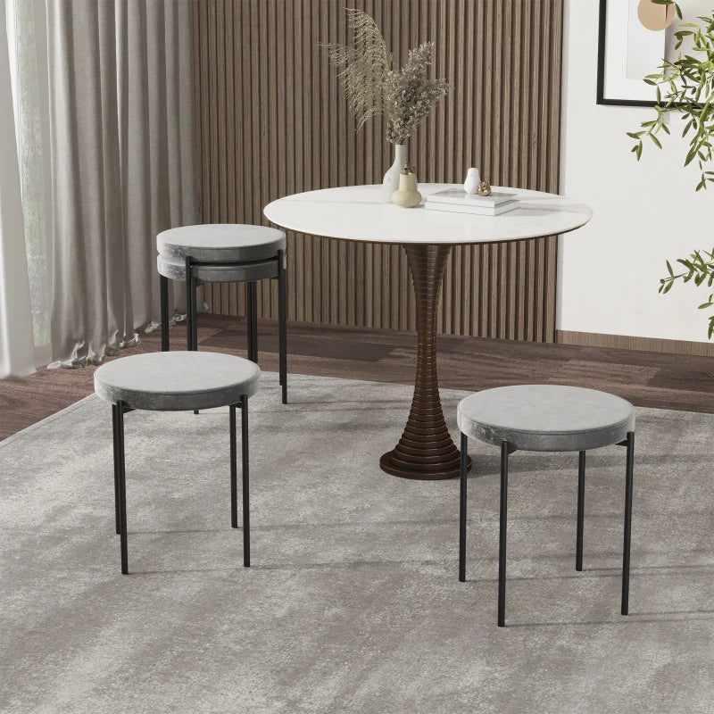 Nancy's Nelson Bay Set of 4 Dining Room Stools - Stools - Gray - Velvet