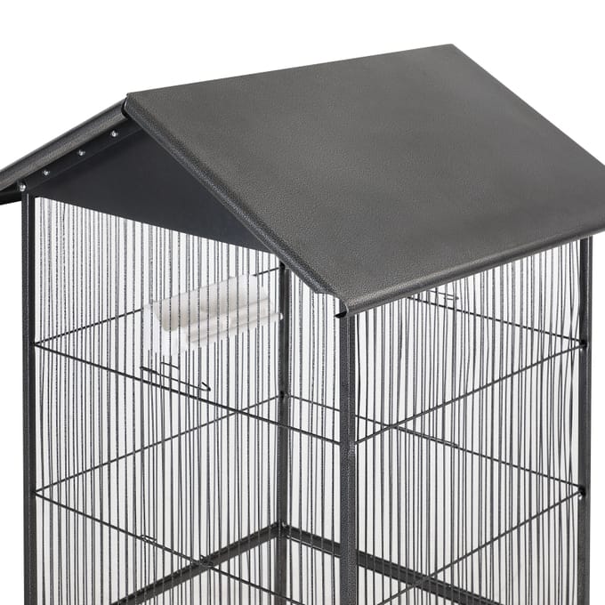 Cage à oiseaux Nancy Agello - Volière à oiseaux - Nichoir - Noir / Argent - ± 130 x 50 x 50 cm