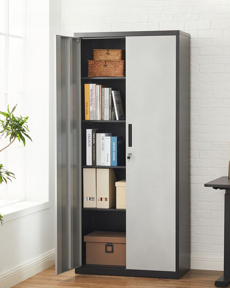 Nancy's Austis Filing Cabinet - Office Cabinet - File Cabinet - Black / Silver - Steel - 40 x 80 x 180 cm