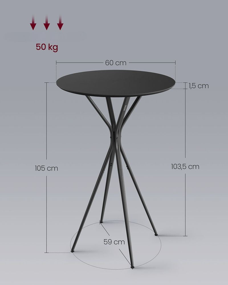 Nancy's Candal Bartafel - Hoge Tafel - Statafel - Zwart - Ø 60 cm