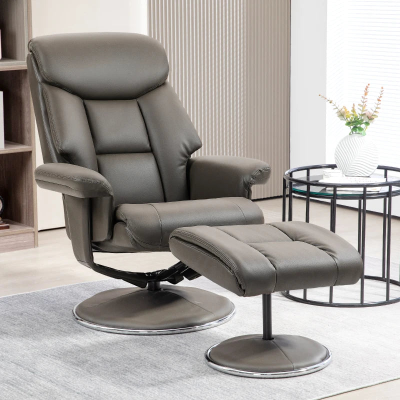 Nancy's Calvos Relaxfauteuil - Relaxstoel - Ligstoel - Vertelbare rugleuning - Schommelfunctie - Grijs - Kunstleer