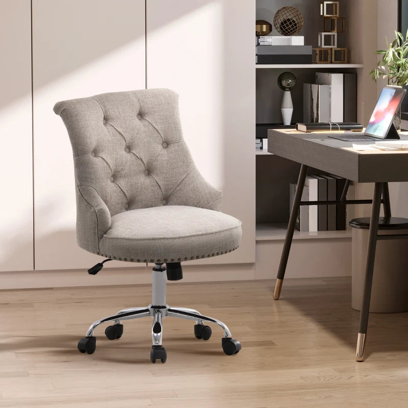 Nancy's London Office Chair - Height Adjustable - Swivel - Chesterfield - Gray - Linen