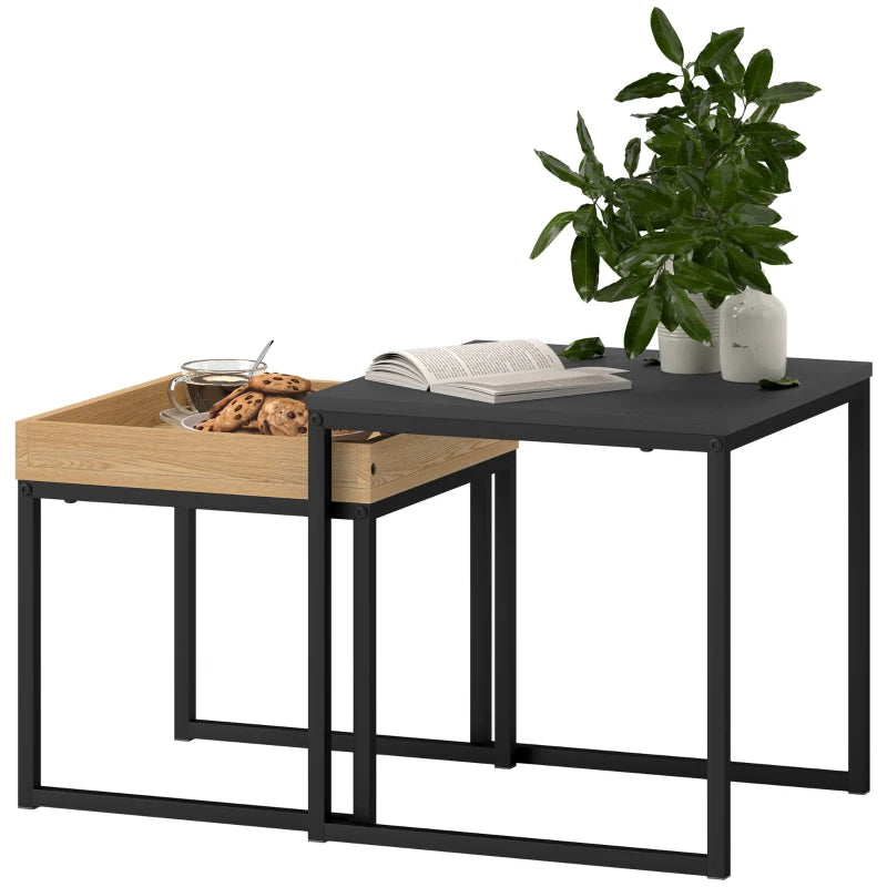 Nancy's Granja Salontafel Set - Bijzettafels - Koffietafels - Zwart - MDF / Staal