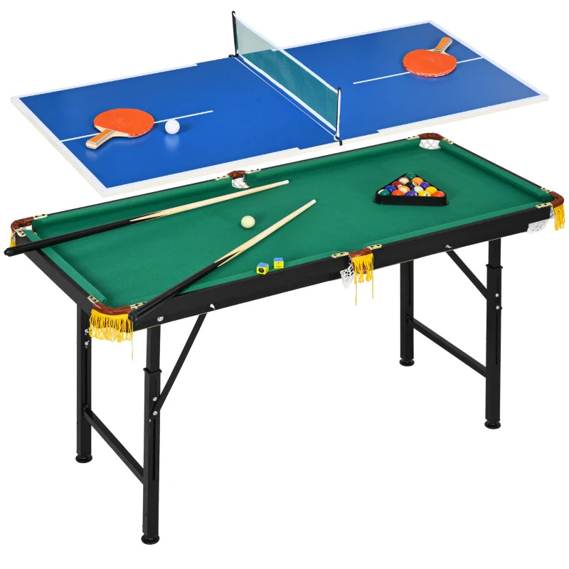 Nancy's Bollate Table Tennis Table and Billiard Table in 1 - Multi-game Table - Foldable - Adjustable Height - Blue / Green / Black