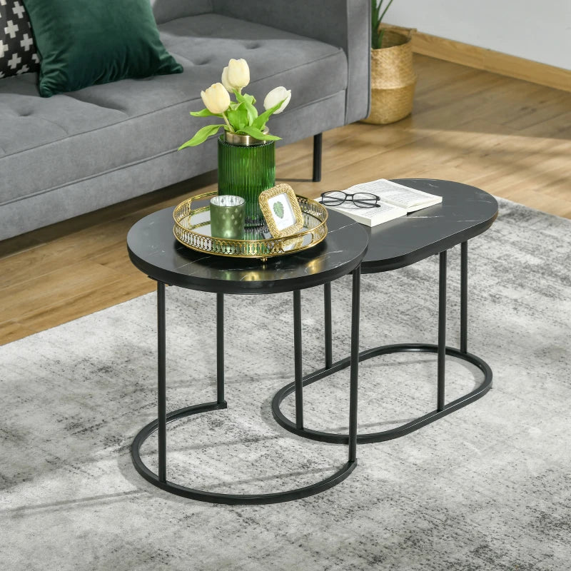 Ensemble de table basse Nancy's Bornes - Tables d'appoint - Table basse - Noir - Aspect marbre