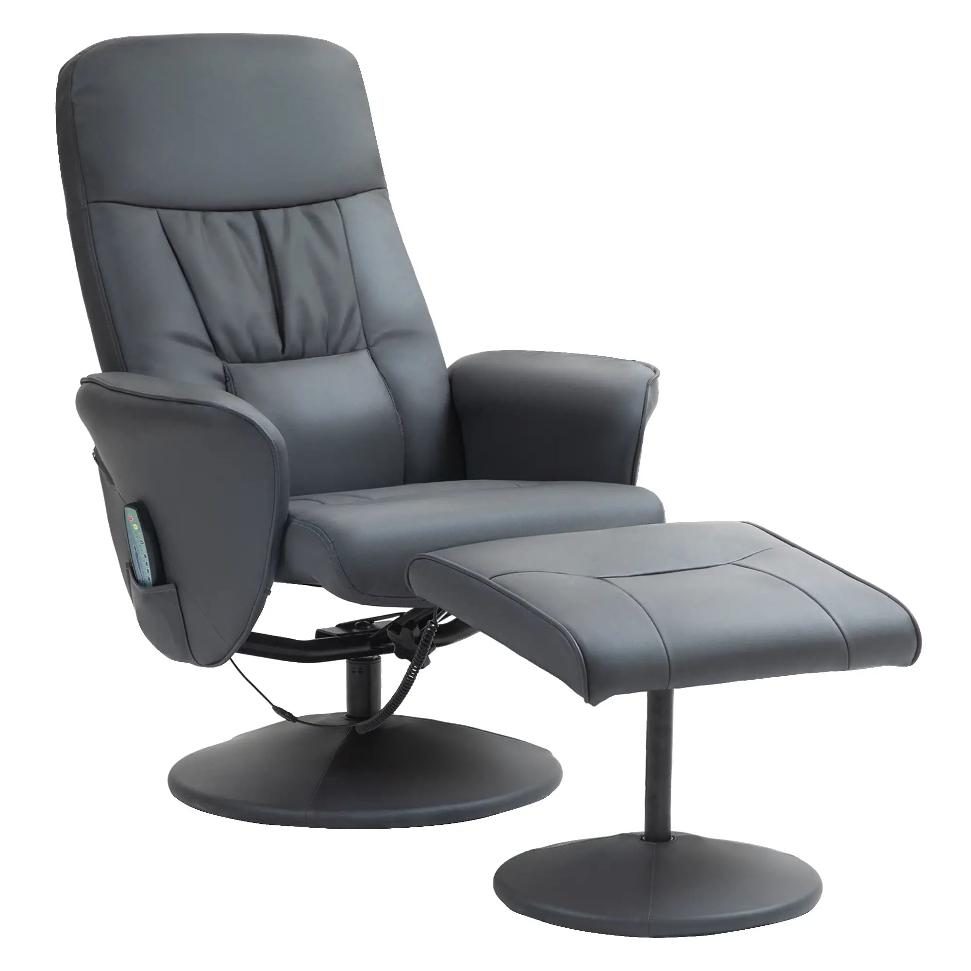 Nancy's Verdelhos Massagestoel met Voetenbankje - Massage Fauteuil - Relaxstoel - Donkergrijs - Kunstleer