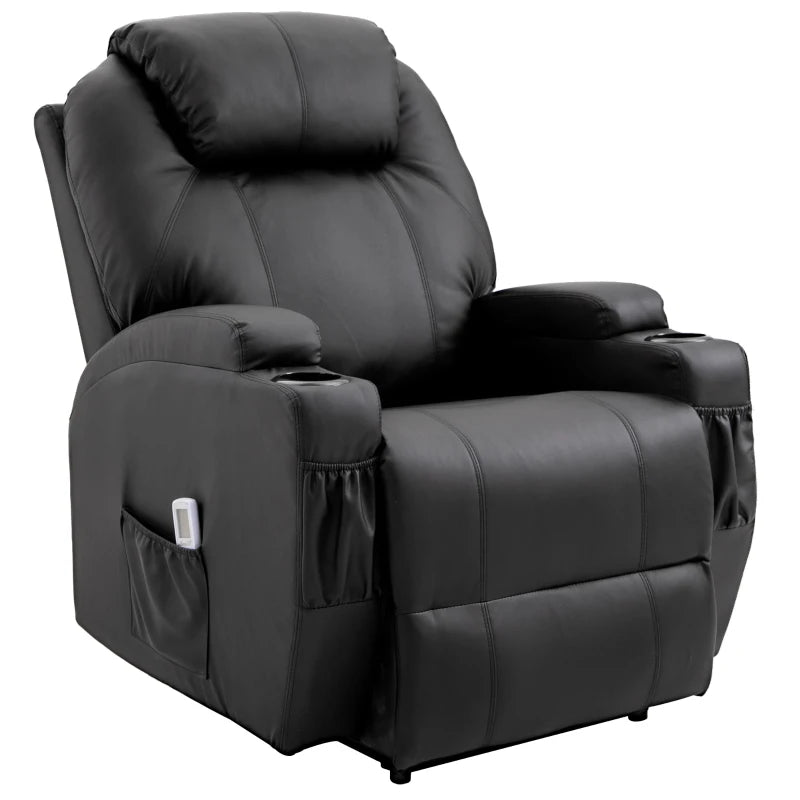 Nancy's Alicudi Massagestoel - Relaxstoel - Relaxfauteuil - Verstelbare Rugleuning - Zwart - Kunstleer