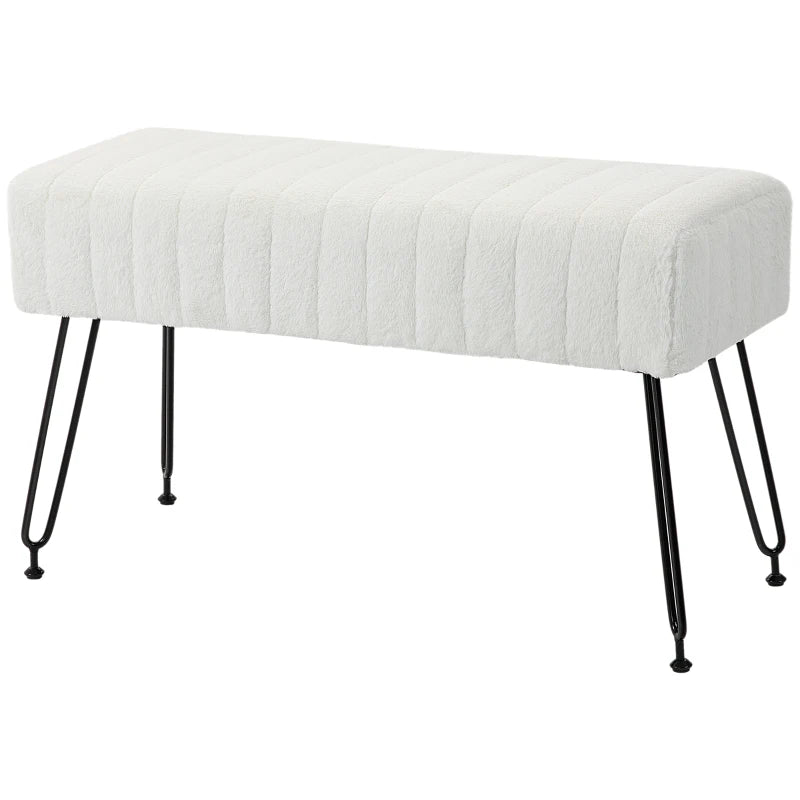 Nancy's Gondoriz Bench - Hallway bench - Sofa - Cream - Faux fur - ± 80 x 30 x 45 cm