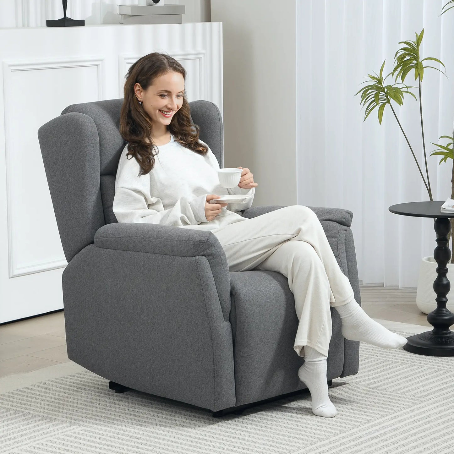 Nancy's Gondufe Relaxfauteuil - Relaxstoel - Loungestoel - Verstelbaar - Grijs - Katoen/Linnen