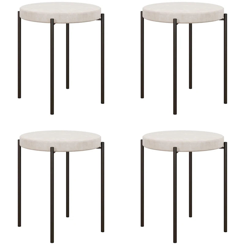 Nancy's Andaes Stools - Stools - Kitchen Stools - Set of 4 - Stackable - Cream white - Velvet