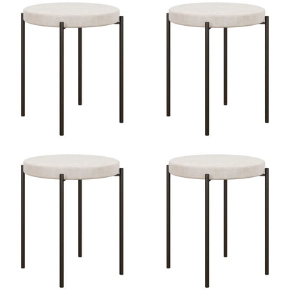 Nancy's Andaes Stools - Stools - Kitchen Stools - Set of 4 - Stackable - Cream white - Velvet