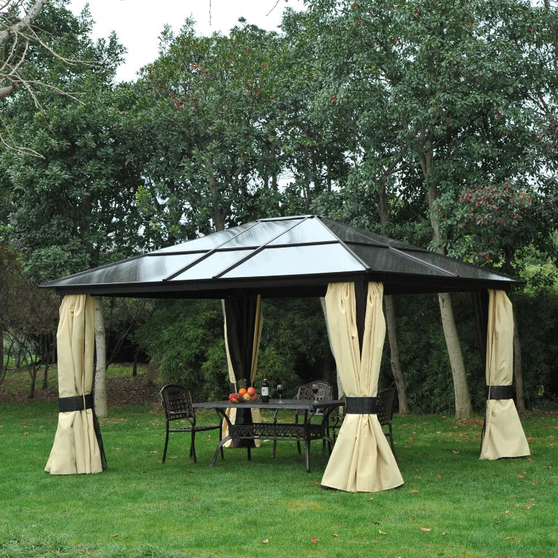 Nancy's Barreiros Pavilion - Party tent - Garden pavilion - Gazebo - Brown / Cream - 420 x 360 x 275 cm