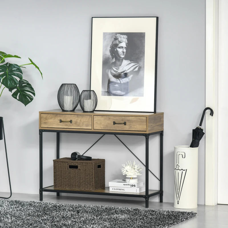 Nancy's Boivaes Sidetable - Console table - Side table - Brown / Black - Steel - ± 100 x 35 x 75 cm