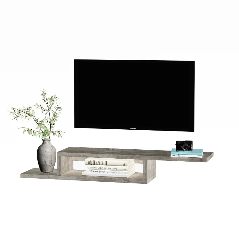 Nancy's Almenno Wandplank - Zwevend TV-meubel - Wandrek - Grijs - ± 150 x 30 x 21 cm