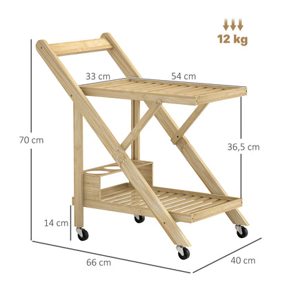 Nancy's Cislago Serveerwagen - Trolley voor buiten - Bamboe - ± 65 x 40 x 70 cm