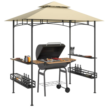 Nancy's Cadrezzate Barbecue Paviljoen - Bbq afdak - Bbq overkapping - Beige - ± 240 x150 x 260 cm