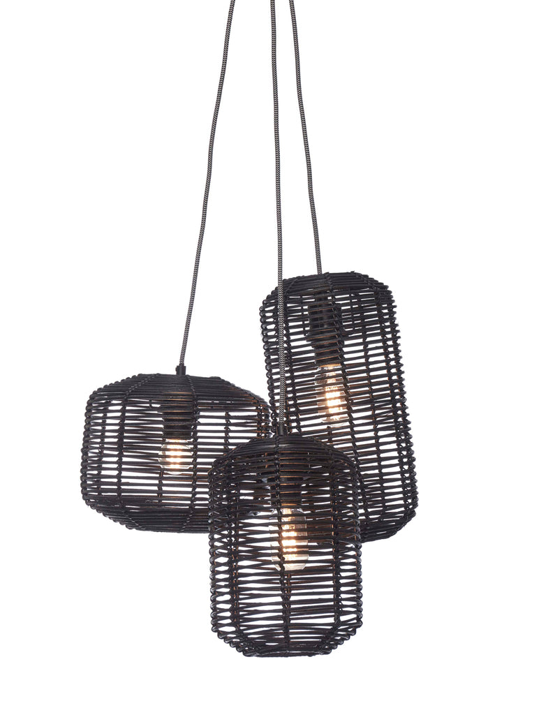 Nancy's Lajeosa Hanging Lamp - Black - Rattan - 3 Lamps in 1