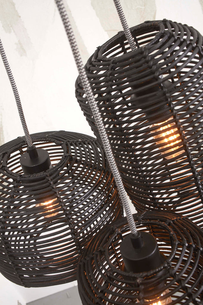 Nancy's Lajeosa Hanging Lamp - Black - Rattan - 3 Lamps in 1