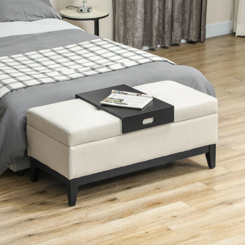 Nancy's Ribeiradio Storage Bench - Stool - Bench with storage space - Cream / Black - ± 110 x 50 x 45 cm