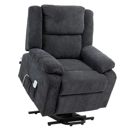 Nancy's Viseu Sta op stoel - Opsta stoel - Seniorenstoel - Relaxfauteuil - Zwart - Pluche