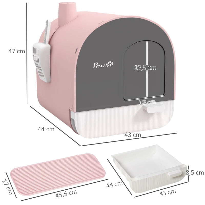 Nancy's Nozelos Kattenbak - Katten wc - Met Kattenbakmat en Filter - Roze - ± 40 x 45 x 50 cm