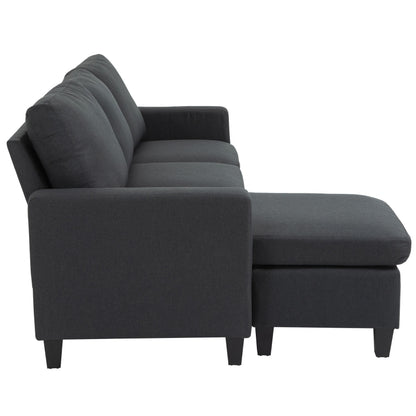 Nancy's Camborne Hoekbank met omkeerbare hoek - Chaise Longue - Donkergrijs - Linnen