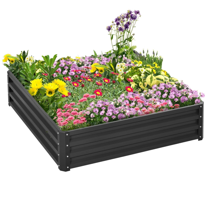 Nancy's Olivenza Plantenbak - Bloembak - Verhoogd Bloembed - Tuinbed - Grijs - Staal - 120 x 120 x 30 cm