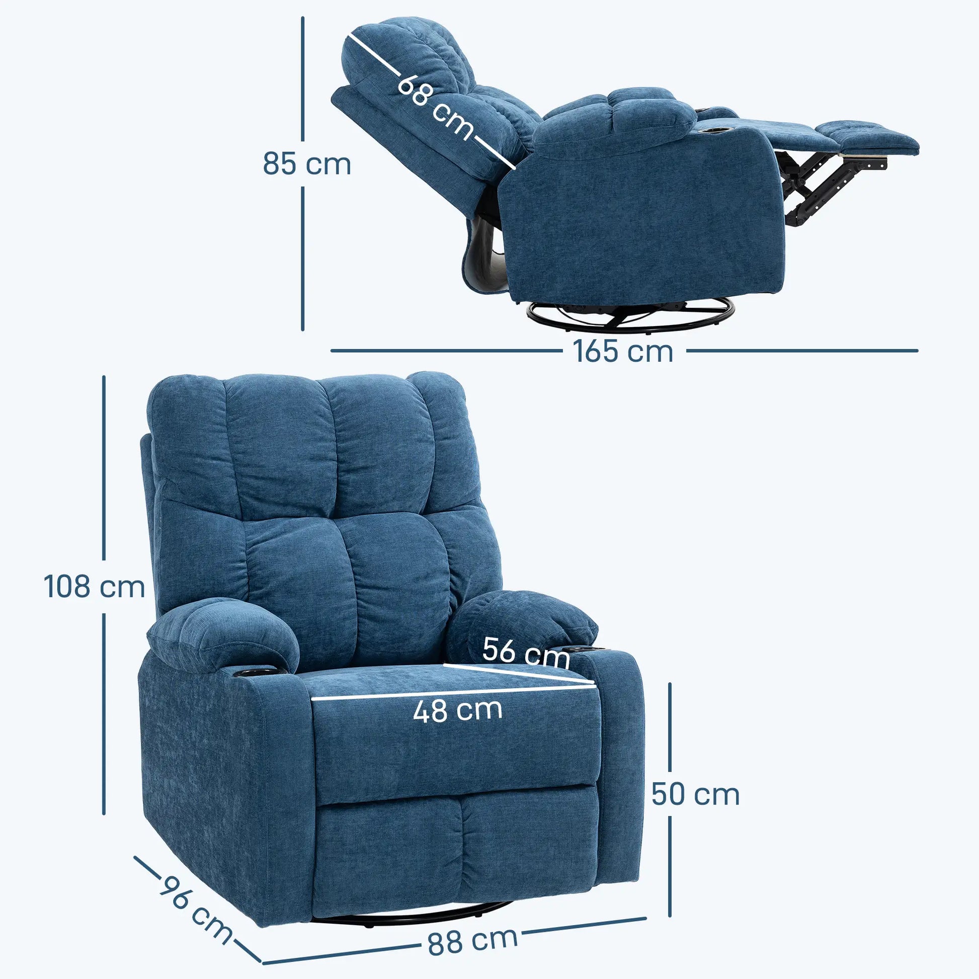 Nancy's Pigeiros Relaxfauteuil - Ligstoel - Relaxstoel - Loungestoel - Blauw - Linnen