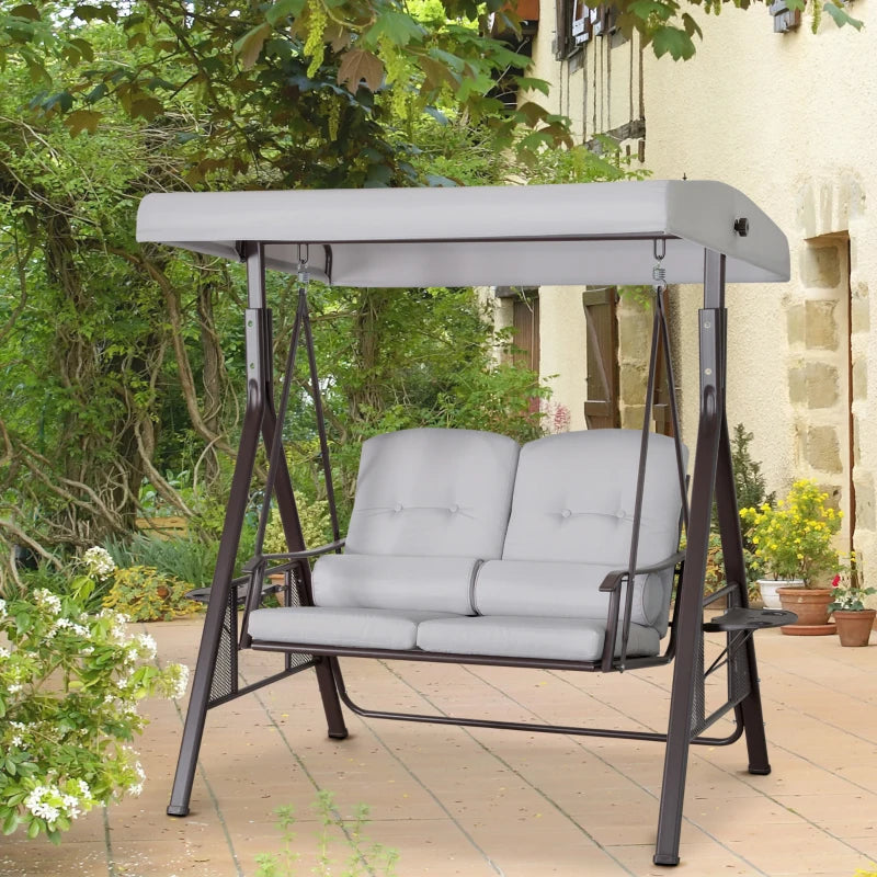 Nancy's Senouras Schommelbank - Tuinschommel - Met Zonnebescherming - Grijs - ± 160 x 120 x 170 cm