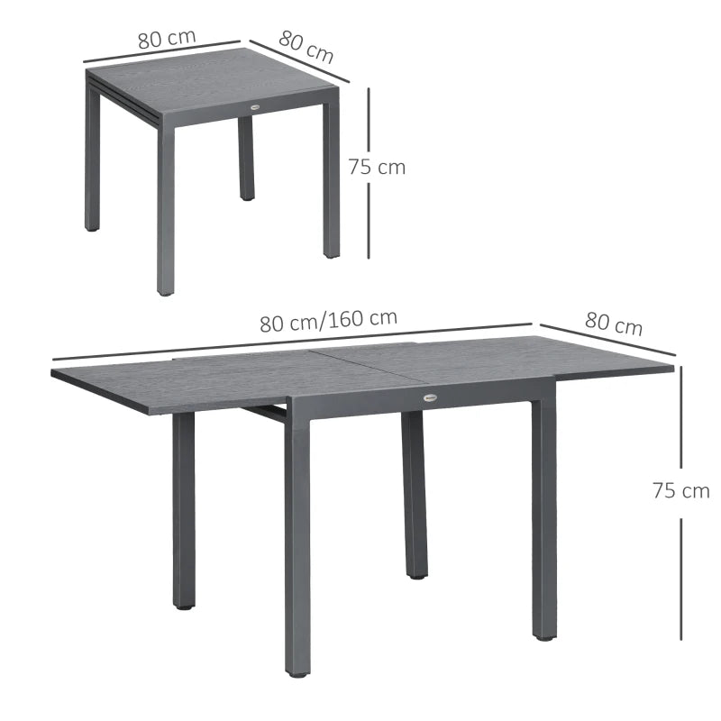 Nancy's Malcata Tuintafel - Terrastafel - Uitschuifbaar - Grijs - 80/160 x 80 cm