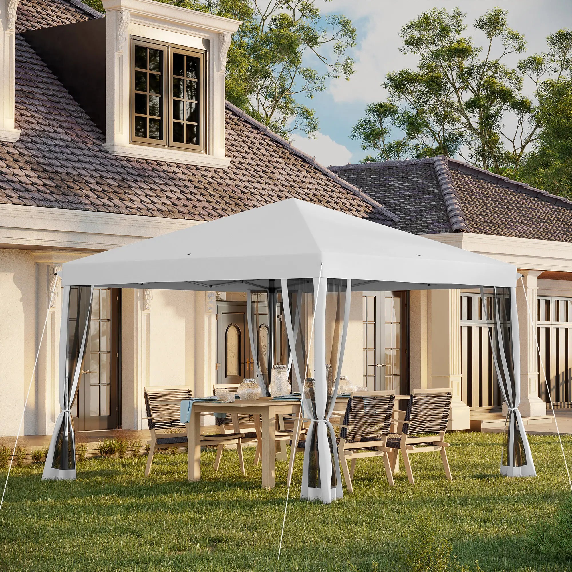 Nancy's Lamosa Paviljoen - Tuinpaviljoen - Partytent - Wit - ± 295 x 295 x 265 cm