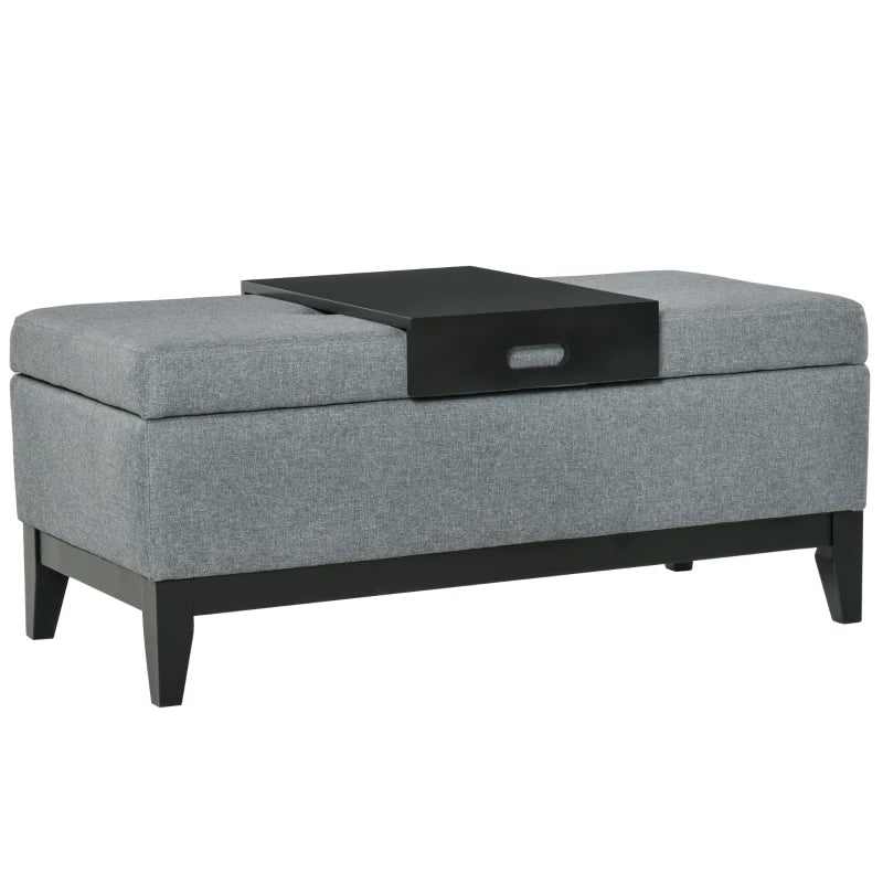 Banc de rangement Ribeiradio de Nancy - Repose-pieds - Banc avec espace de rangement - Gris / Noir - ± 110 x 50 x 45 cm