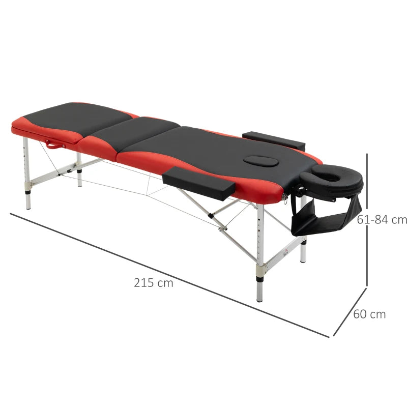 Nancy's Alzano Massagetafel - Behandeltafel - In hoogte verstelbaar - Opvouwbaar - Zwart / Rood