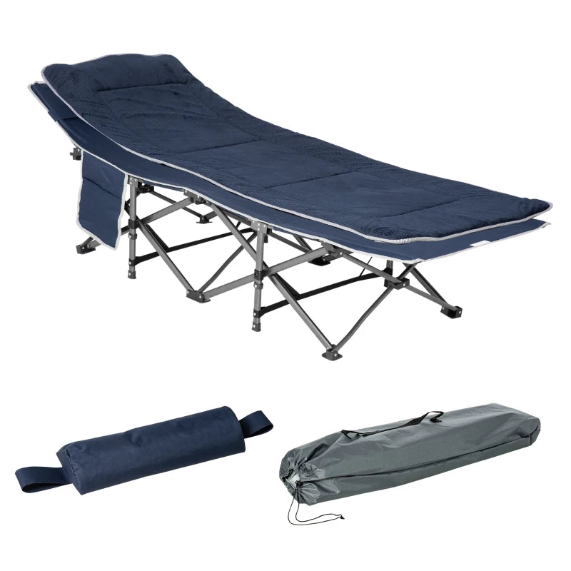 Nancy's Candela Campingbed - Stretcher - Veldbed - Vouwbed - Blauw - ± 190 x 65 x 55 cm