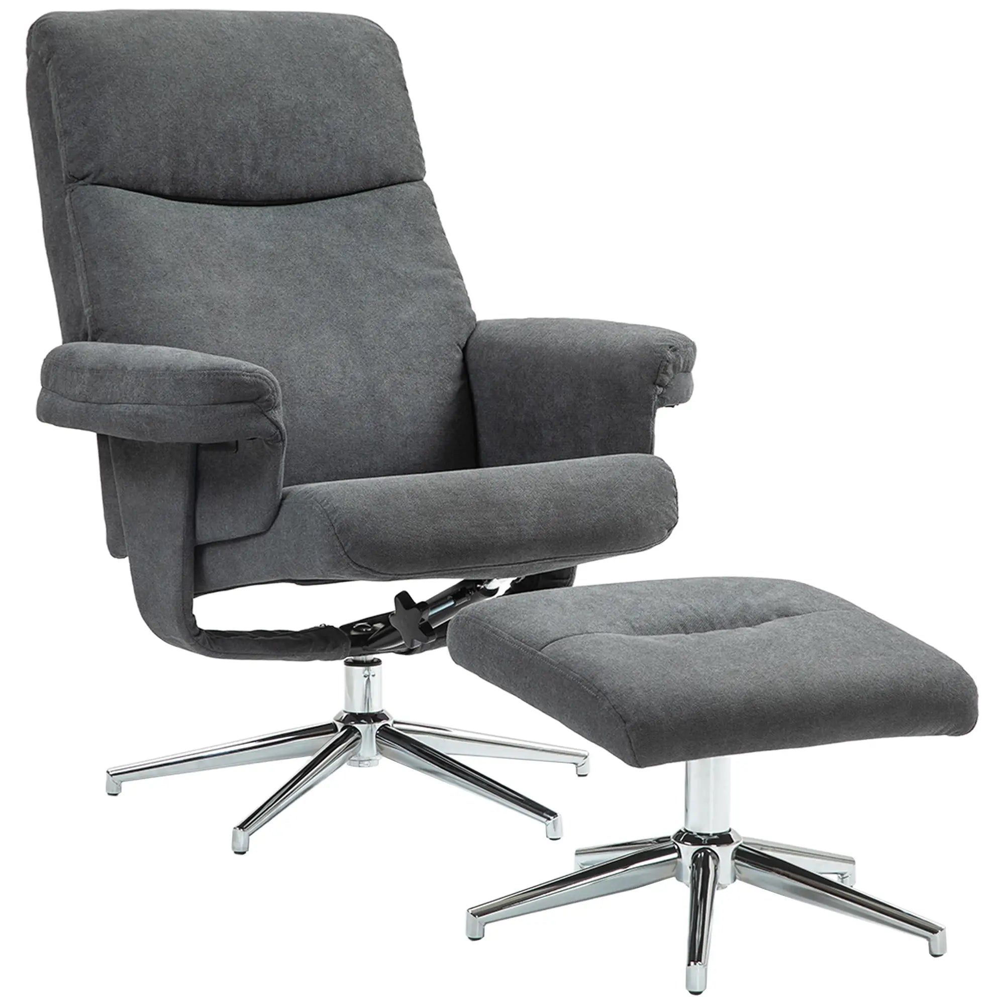 Nancy's Cova Relaxfauteuil met Voetenbank - Relaxstoel - Fauteuil - Loungestoel - Donkergrijs - Fluweel