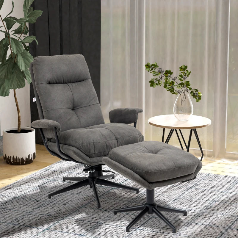 Nancy's Conde Relaxfauteuil - Relaxstoel - Ligstoel - Verstelbare Rugleuning - Draaibaar - Grijs / Zwart