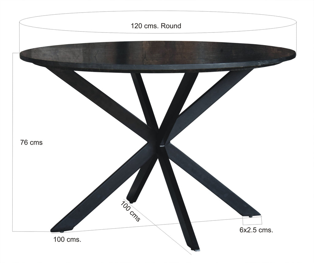 Table à manger Nancy's Sortes - Ronde - Table de salle à manger - Noir - Marbre - Acier - Ø 120 cm