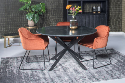 Nancy's Sortes Dining table - Round - Dining room table - Black - Marble - Steel - Ø 120 cm